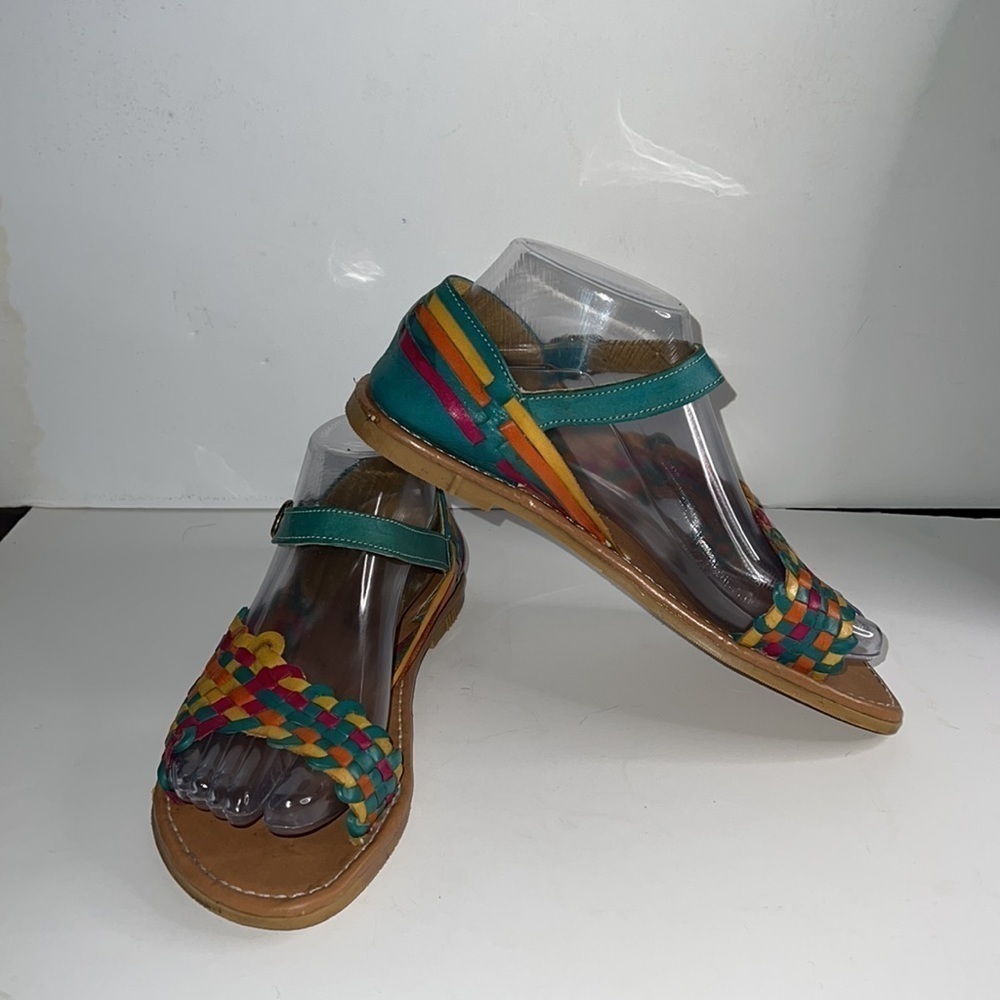 Multicolored Woven Leather Sandals made in Mexico - Picture 6 of 9